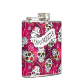 砂糖スカルと渦巻きバラ赤ID725 フラスク (右)