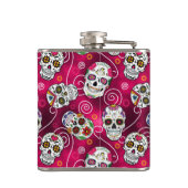 砂糖スカルと渦巻きバラ赤ID725 フラスク (裏面)