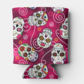 砂糖スカルと渦巻きバラ赤ID725 缶クーラー (裏面)