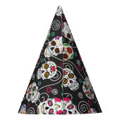 砂糖スカルと渦巻きブラックD725 パーティーハット (裏面)