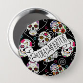 砂糖スカルと渦巻きブラックD725 缶バッジ (正面&裏面)