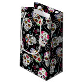 砂糖スカルと渦巻きブラックID725 スモールペーパーバッグ (裏面アングル)