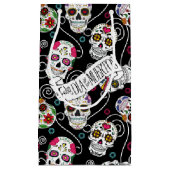 砂糖スカルと渦巻きブラックID725 スモールペーパーバッグ (正面)