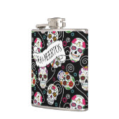 砂糖スカルと渦巻きブラックID725 フラスク (左)