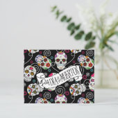 砂糖スカルと渦巻きブラックID725 ポストカード (スタンド正面)