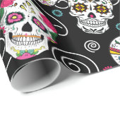 砂糖スカルと渦巻きブラックID725 ラッピングペーパー (ロールコーナー)