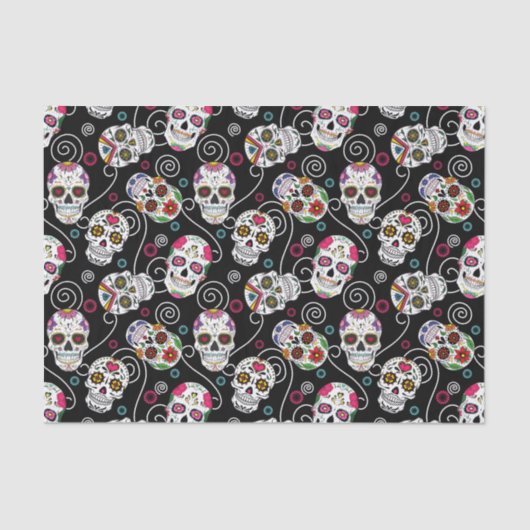 砂糖スカルと渦巻きブラックID725 薄葉紙 (正面)