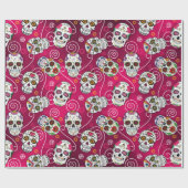 砂糖スカルと渦巻き赤ID725 ラッピングペーパー (フラット)