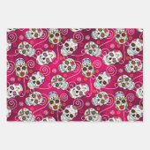 砂糖スカルと渦巻3色ID725 ラッピングペーパーシート (正面3)