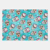 砂糖スカルと渦巻3色ID725 ラッピングペーパーシート (正面2)