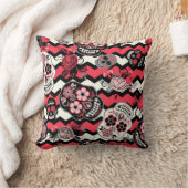 砂糖スカルと花柄 クッション (ブランケット)