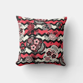 砂糖スカルと花柄 クッション