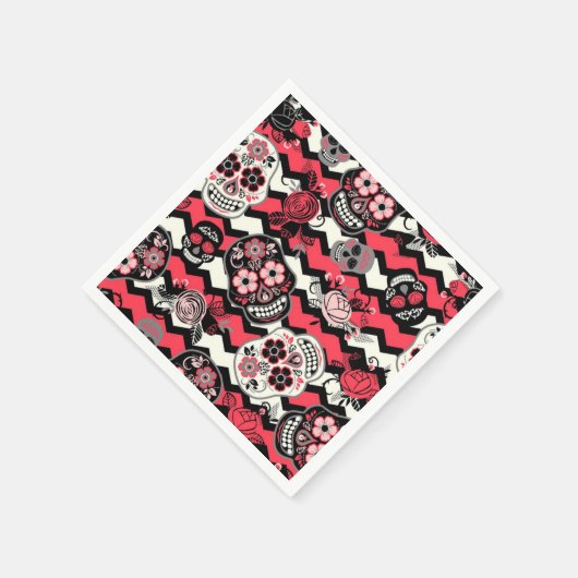 砂糖スカルと花柄 スタンダードカクテルナプキン (角)