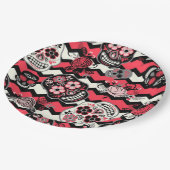 砂糖スカルと花柄 ペーパープレート (アングル)