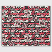 砂糖スカルと花柄 ラッピングペーパー (フラット)