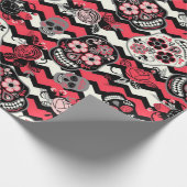 砂糖スカルと花柄 ラッピングペーパー (角)