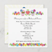 砂糖スカルと花結婚の黄色の背景 招待状 (正面/裏面)