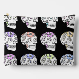 砂糖スカルと花 アクセサリーポーチ