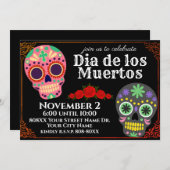 砂糖スカルのブラックデイ・オブ・ザ・デッド・パーティー 招待状 (正面/裏面)