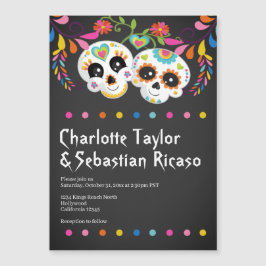 砂糖スカルの日の死んだおもしろいカラフルの結婚日 マグネット招待状