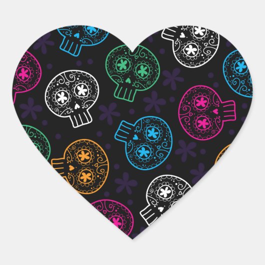 砂糖スカルの日の死んだカラベリータ ハートシール (正面)