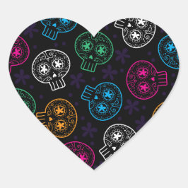 砂糖スカルの日の死んだカラベリータ ハートシール