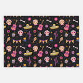 砂糖スカルの日の死んだハロウィーンカラフル ラッピングペーパーシート (正面3)