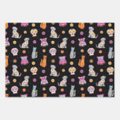 砂糖スカルの日の死んだハロウィーンカラフル ラッピングペーパーシート (正面2)