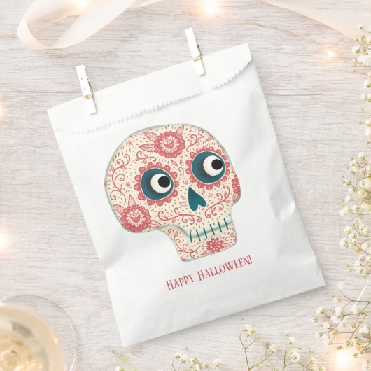 砂糖スカルの日の死んだハロウィーン フェイバーバッグ (クリップ留めされた状態)