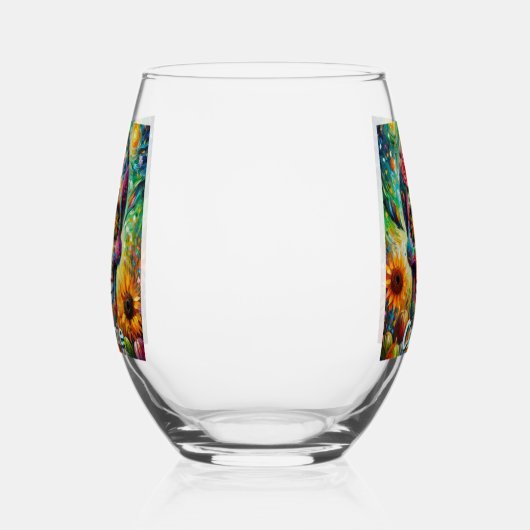 砂糖スカルの日の死んだフローラ パーソナライズされた ステムなしワイングラス (右)