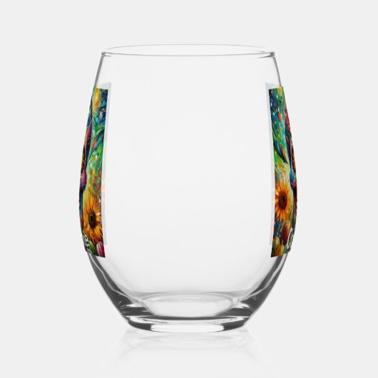 砂糖スカルの日の死んだフローラ パーソナライズされた ステムなしワイングラス (左)