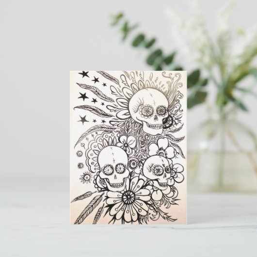 砂糖スカルの死んだタトゥーアートポストカードアートの日 ポストカード (スタンド正面)