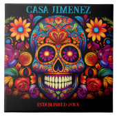 砂糖スカルの死結婚んだギフトタイル日 タイル (正面)