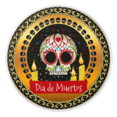 砂糖スカルの血を巻く威圧及び怖い セラミックノブ (正面)