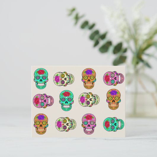 砂糖スカルはがき ポストカード (スタンド正面)