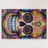 砂糖スカルアーカラフルト – 死んだスカル ジグソーパズル (横)