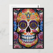 砂糖スカルアーカラフルト – 死んだスカル ポストカード (正面/裏面)
