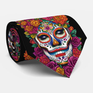砂糖スカルアートカラフル – メキシコの伝統 ネクタイ