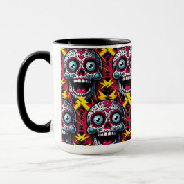 砂糖スカルアート感じ-'Electric Day of the Dead マグカップ