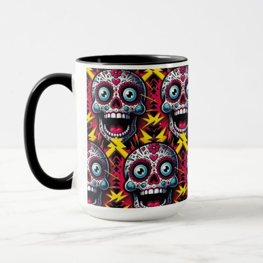 砂糖スカルアート感じ-'Electric Day of the Dead マグカップ (左)