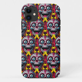 砂糖スカルアート感じ-'Electric Day of the Dead iPhone 11 ケース