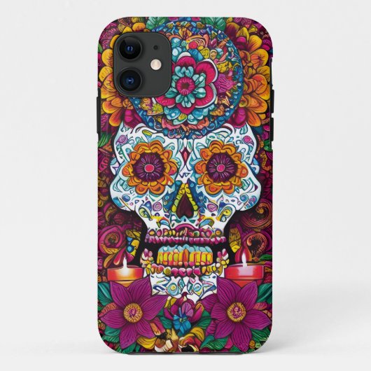 砂糖スカルアート鮮やか – メキシコの伝統 Case-Mate iPhoneケース (裏面)