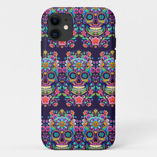 砂糖スカルアート鮮やか – 伝統の表現 Case-Mate iPhoneケース (裏面)