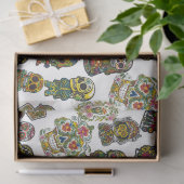 砂糖スカルアート – フェスティバルパターン（白） 薄葉紙 (ギフト)