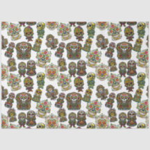 砂糖スカルアート – フェスティバルパターン（白）