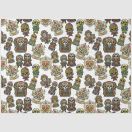 砂糖スカルアート – フェスティバルパターン（白） 薄葉紙