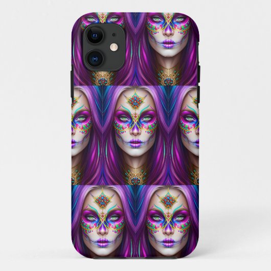砂糖スカルアート – メイクアップの女性 Case-Mate iPhoneケース (裏面)