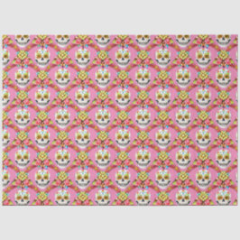 砂糖スカルアート – 斜線グリッド（ピンク） 薄葉紙