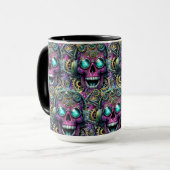 砂糖スカルアート – 死んだ日のためにギアリング マグカップ (正面左)