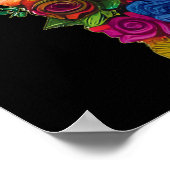 砂糖スカルアート – 花の美しい女性 ポスター (角)